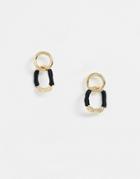 Asos Design Earrings In Hammered Open Circle Design With Thread Wrap In Gold Tone - Gold