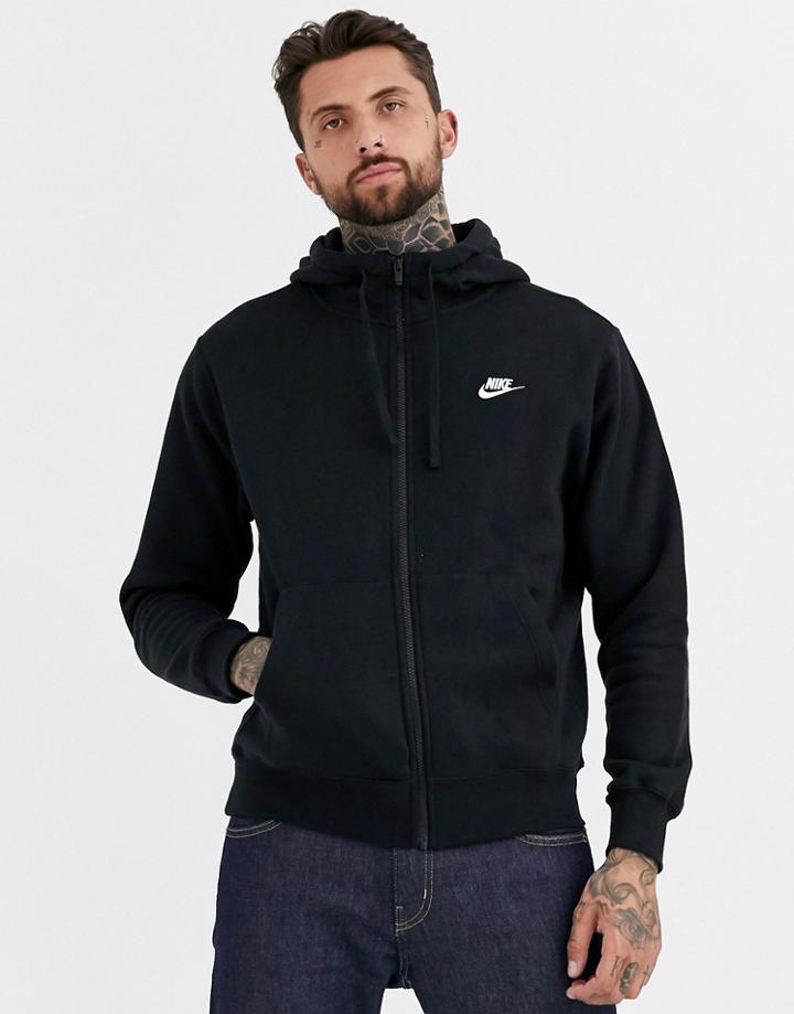 Nike Club Zip-through Hoodie In Black