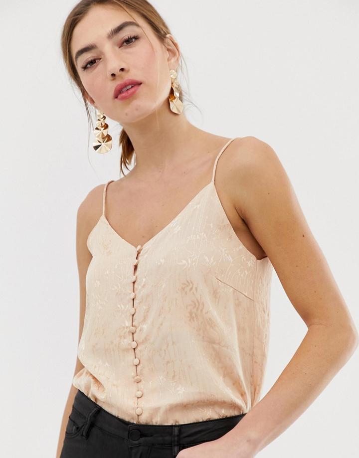 Y.a.s Floral Satin Cami Top - Cream