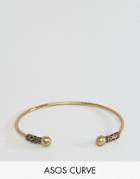 Asos Curve Etched Open Cuff Bracelet - Gold