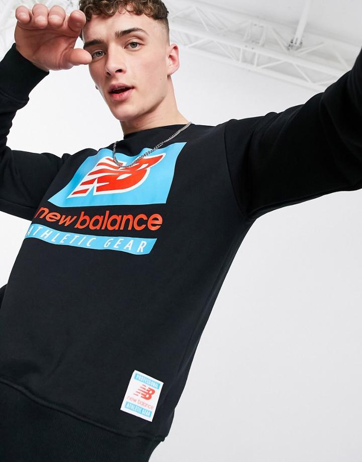 New Balance Label Logo Sweatshirt In Washed Black