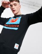 New Balance Label Logo Sweatshirt In Washed Black