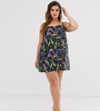 Collusion Plus Statement Print Cami Dress-black