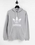 Adidas Originals Adicolor Large Logo Hoodie In Gray