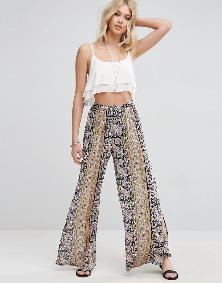 Asos Beach Mix Match Festival Print Relaxed Pant Co-ord - Multi