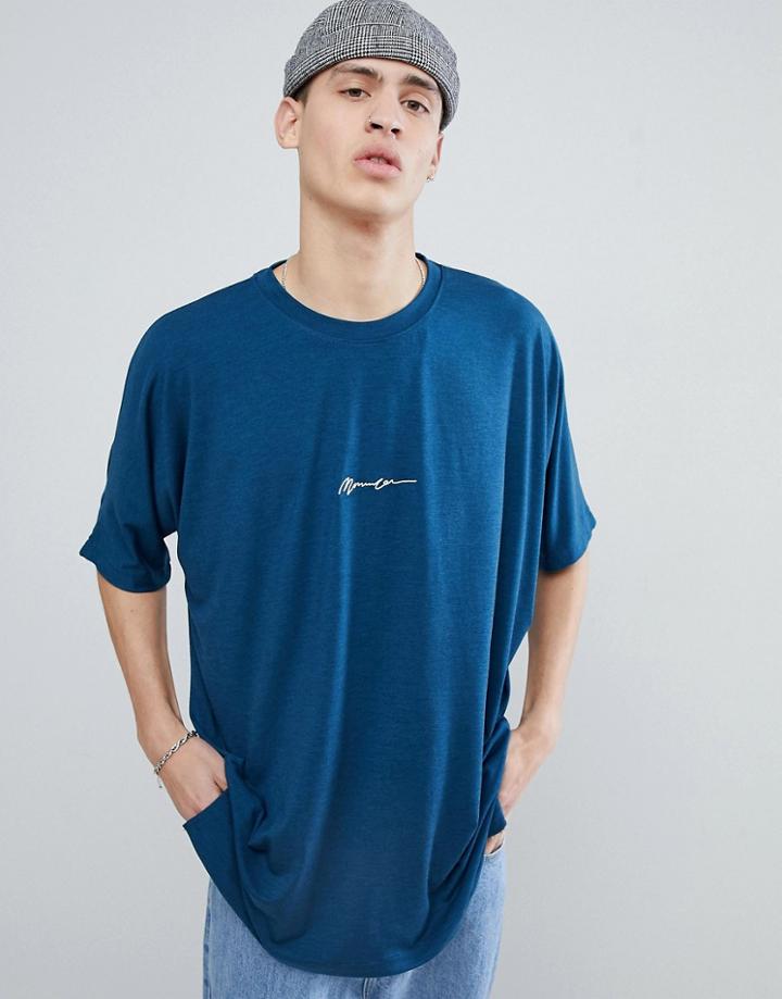 Mennace Oversized Logo T-shirt In Teal - Green