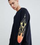 Reclaimed Vintage Inspired Long Sleeve T-shirt With Flame Print - Black