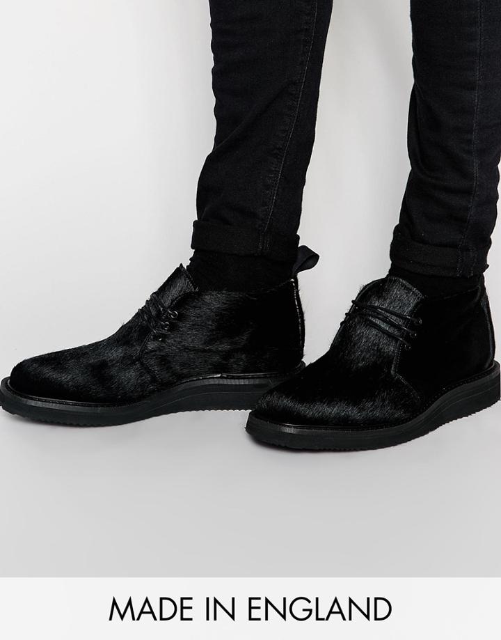 Asos Chukka Boots In Pony Effect Made In England - Black