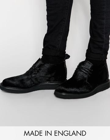 Asos Chukka Boots In Pony Effect Made In England - Black