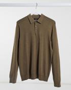 Selected Homme Knit Polo In Tan-brown