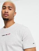 Tommy Jeans Linear Central Logo T-shirt In Gray Heather-grey