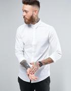 Selected Homme Long Sleeve Slim Shirt In Print - White