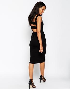 Asos Strap Back Pini Body-conscious Midi Dress - Black
