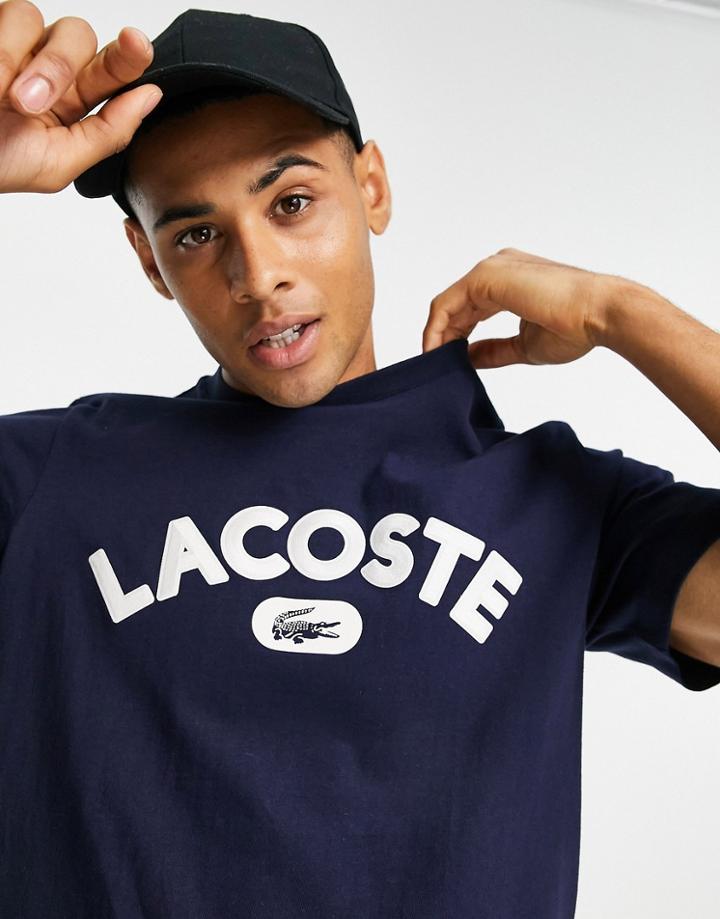 Lacoste Arched Bold Logo T-shirt In Navy