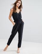 Seafolly Lace Trim Beach Jumpsuit - Black