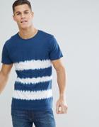 Bellfield T-shirt With Tie Dye Stripe In Blue - Navy