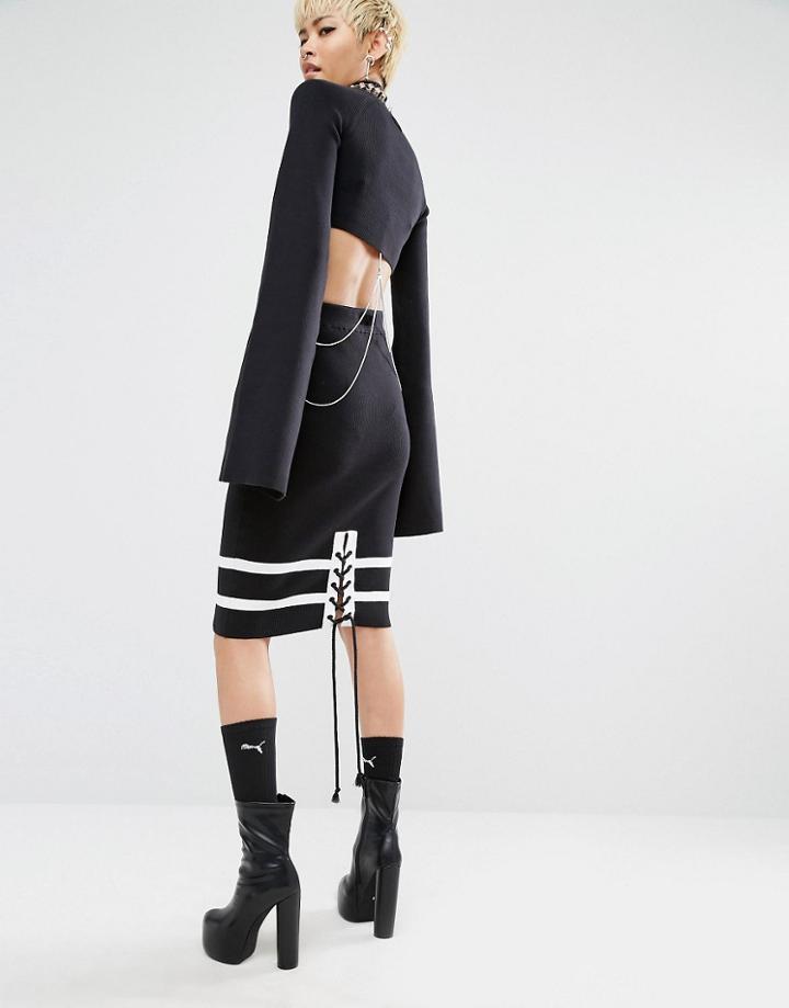 Fenty X Puma By Rihanna Lace Up Midi Skirt - Black