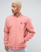 Adidas Originals Fallen Future Quilted Bomber In Pink Br1813 - Pink