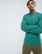 Asos Muscle Fit Sweater In Jade Green - Green
