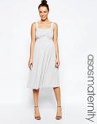 Asos Maternity Slinky Ruched Bodice Midi Dress - Gray