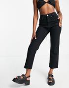 Topshop Straight Organic Cotton Jeans With Raw Hem In Black