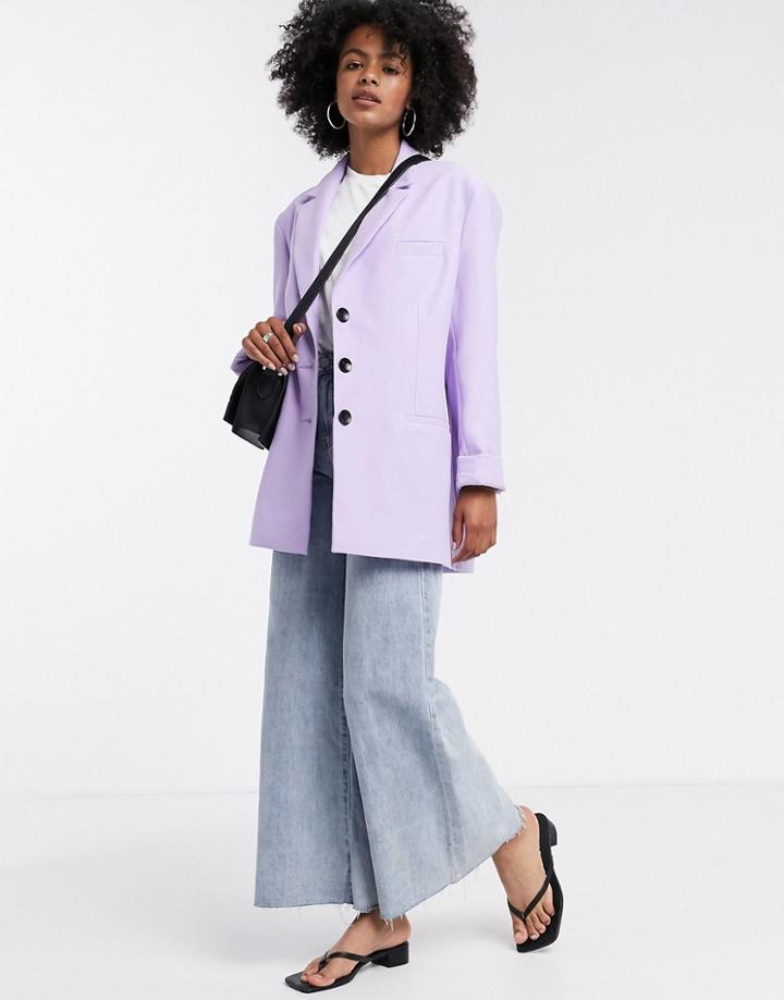 Asos Design Extreme Dad Blazer In Lilac-purple