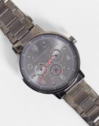 French Connection Chain Link Strap Watch In Gunmetal-silver