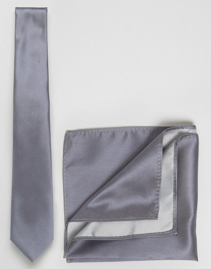 Asos Wedding Tie And Pocket Square Pack Dark Purple - Purple