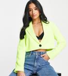 River Island Petite Cropped Blazer In Bright Yellow - Part Of A Set