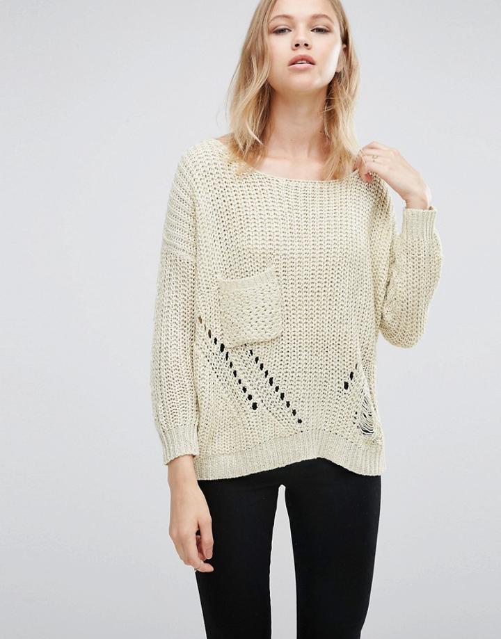 Love & Other Things Loose Knit Sweater - Orange