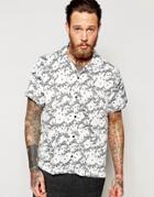 Asos Shirt In Japanese Floral Print With Revere Collar - Black
