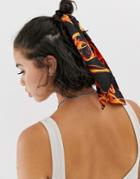 Asos Design Hair Scarf In Flame Print-multi