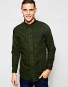 G-star Denim Shirt Type C Oversized Longline Overdye In Rustic Green/asfalt