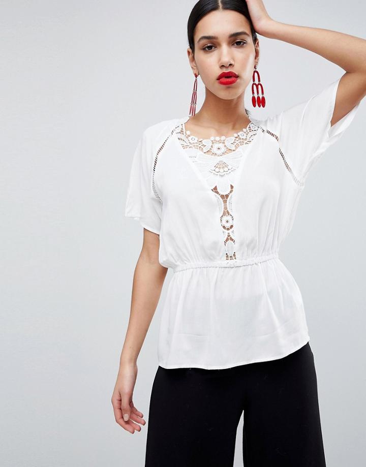 Ax Paris Short Sleeve Blouse - Cream