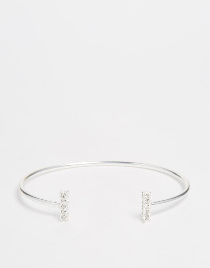 Pilgrim Silver Plated Open Bangle With Gems