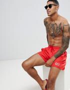 Ea7 Core Logo Swim Shorts In Red - Red