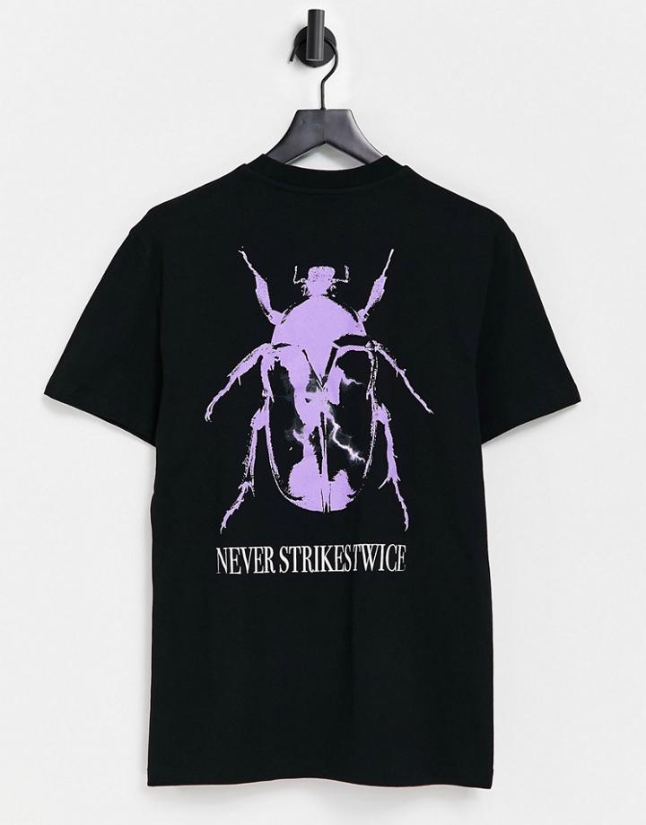 Asos Design T-shirt In Black With Beetle Back Print