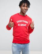 Pull & Bear Sweatshirt With Slogan In Red - Red