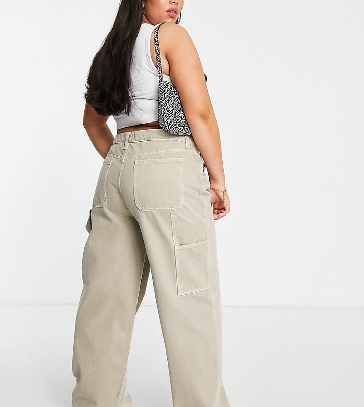 Asos Design Curve Oversized 'skater' Jean In Concrete-neutral