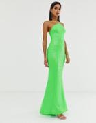 Goddiva Backless Sequin Dress In Lime-green