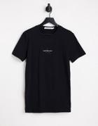 Calvin Klein Jeans Tonal Monogram Logo T-shirt In Black