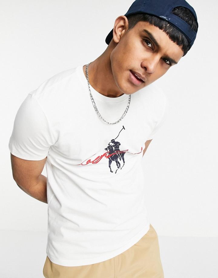 Polo Ralph Lauren Large Player Script Logo T-shirt In White