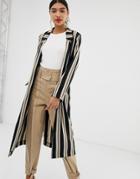 Asos Design Stripe Duster Coat - Multi