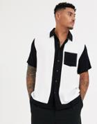 Asos Designs Relaxed Fit Cut & Sew Shirt In Black & White