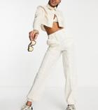 Topshop Tall Nylon Drawstring Cuffed High Rise Cargo Pants In White