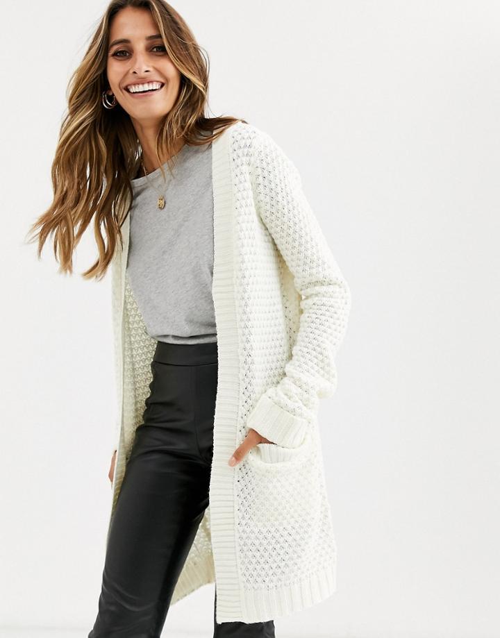Vero Moda Open Knit Cardigan In Off White