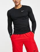Nike Running Miler Dri-fit Uv Long Sleeve T-shirt In Gray-black