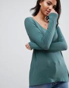 Asos Forever T-shirt With Long Sleeve - Green