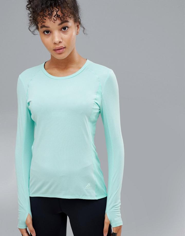 Adidas Running Supernova Long Sleeve Top In Mint - Blue
