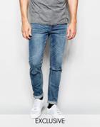Cheap Monday Exclusive Jeans Tight Skinny Fit Dark Clean Ripped Knee - Dark Clean